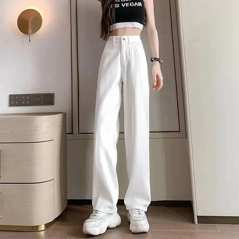 2023 New High Waist Wide Leg Jeans Women Casual Big Size Baggy Straight Denim Pants Korean Streetwear Vintage Cozy Pantalones