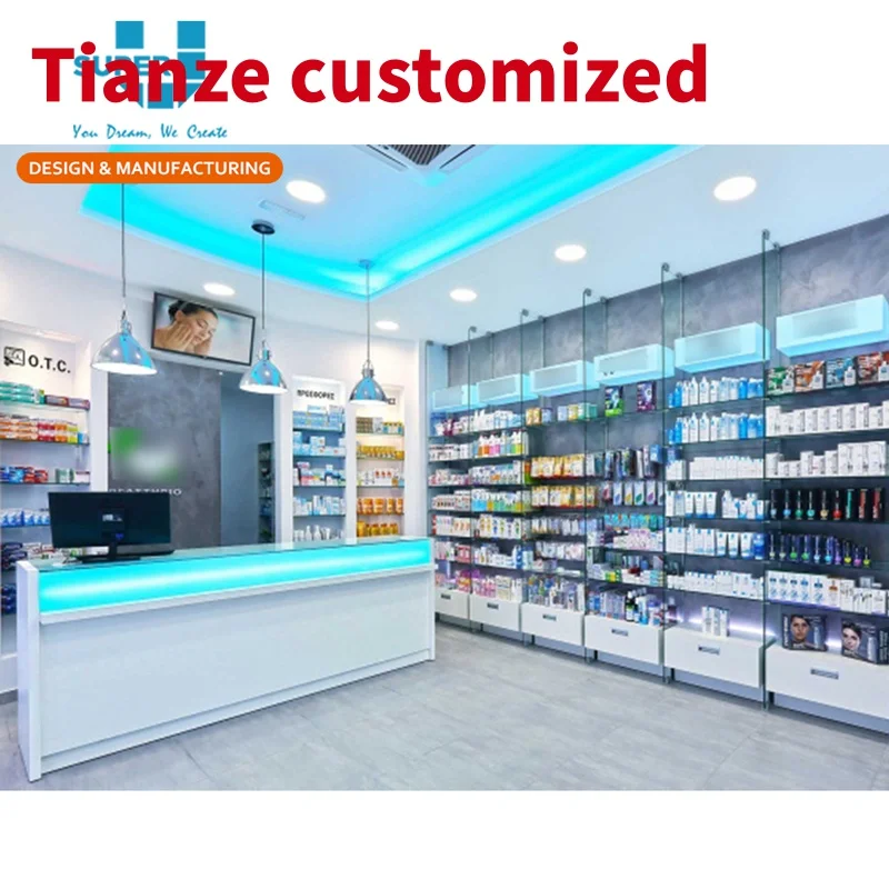 

(customized)Modern Medical Store Furniture Design Pharmacy Display Fixture Solution Retail Medical Shop Display Furniture Design