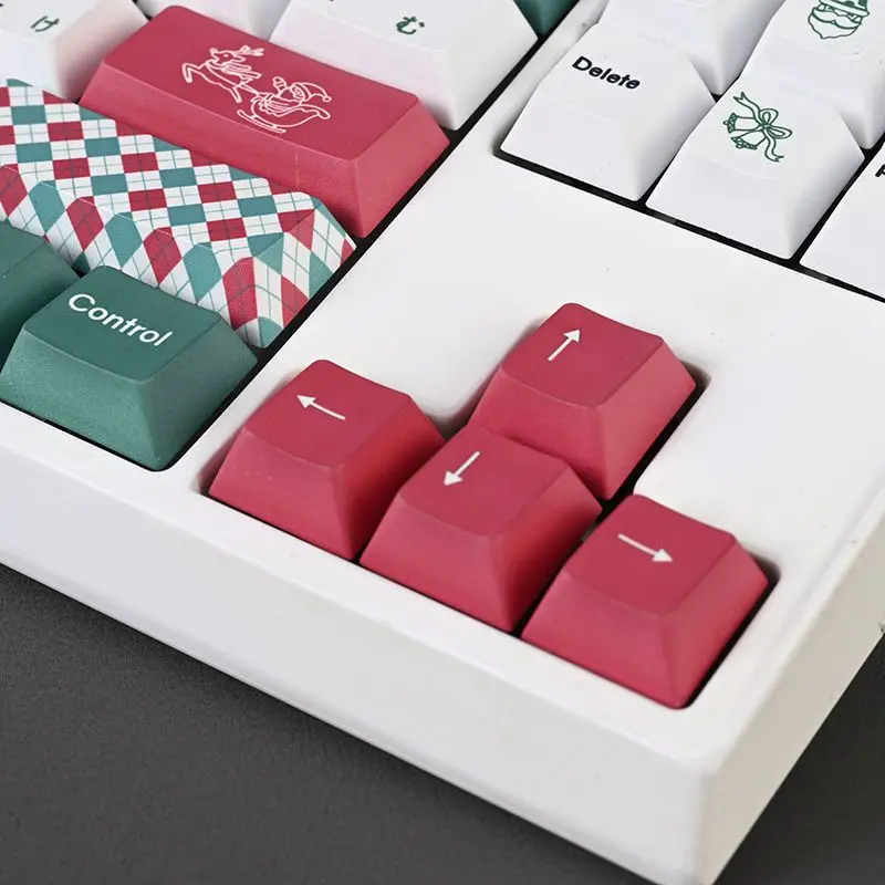 Christmas Japanese Keycaps 135Keys Cherry PBT Five-Sided Sublimation DIY Opaque Mechanical Keyboard Personalized Keycaps