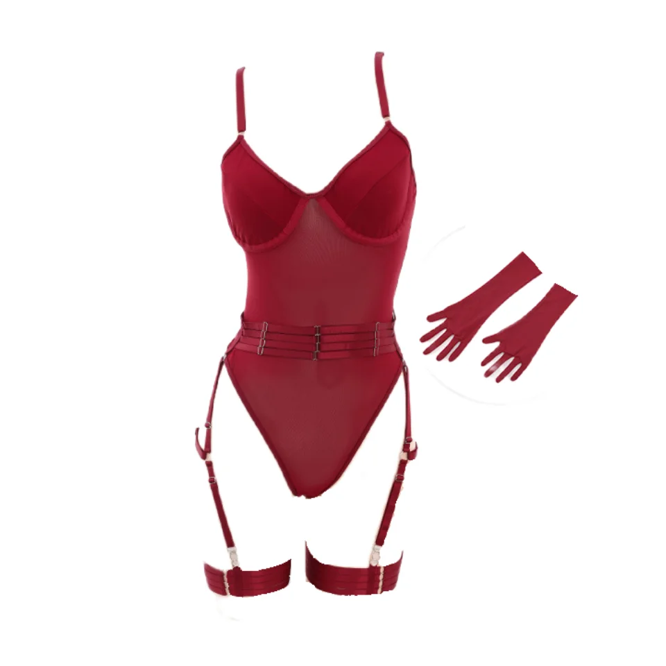 Sexy Fashion Lingerie Tight Fitting Lace Bodysuit Women's Underwear Sets Sexy Bra Set Transparent Thin Lingerie