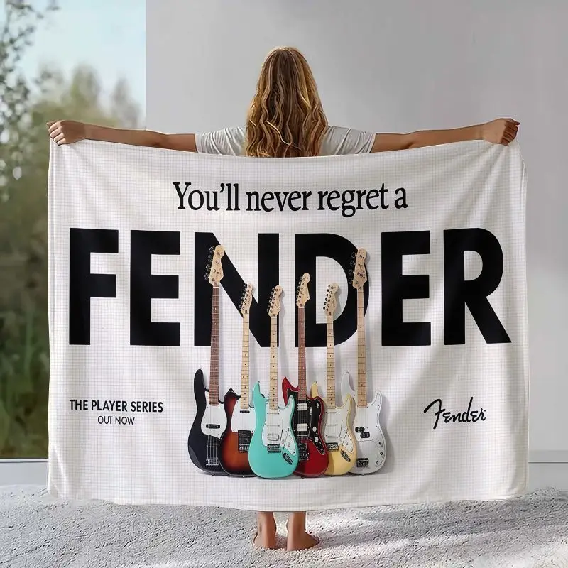 Fender Guitar Theme Rock Music Soft Flannel Blanket,Cozy Warm Throw Blanket for Bed,Sofa,Living Room,Picnic,Camping,Home Decor