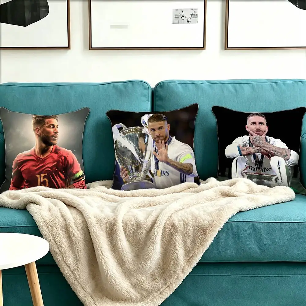 Football player 4 S-Sergio Ramos Pillow Case Square Double-Sided Sofa Cushion Cover Bedroom Bedside Pillow