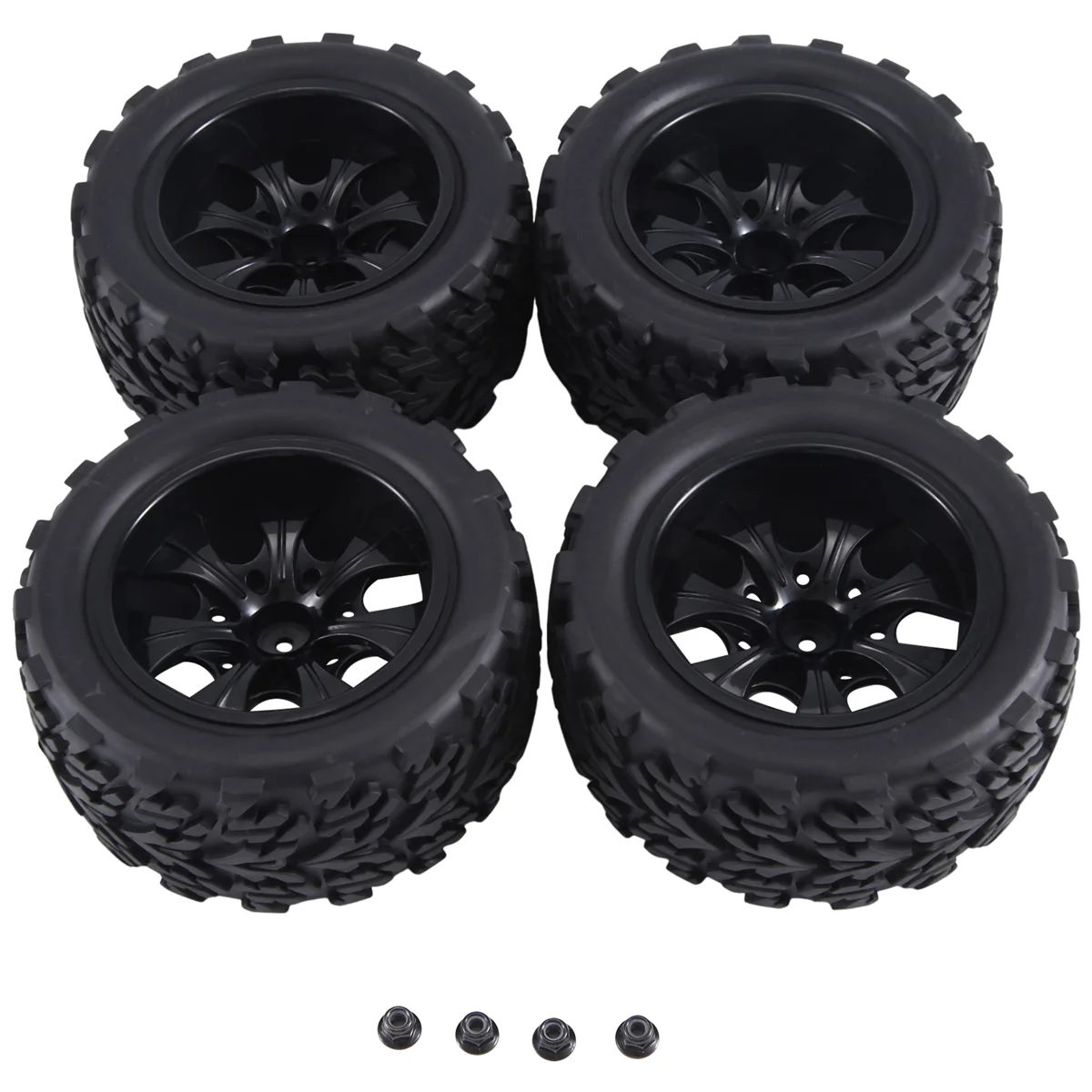 

New：12mm Hex 1/10 RC Truck Wheels and Tires for Traxxas Rustler 2Wd 4X4 VXL Redcat ,A