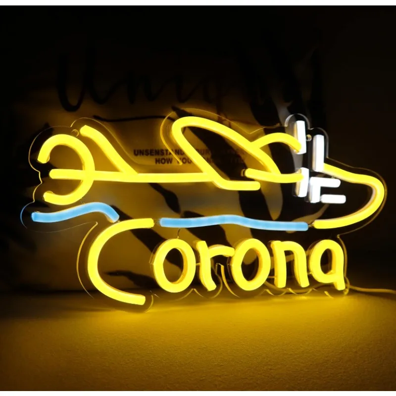 Corona Neon Bar Signs Sign Led Plane logo Pub Cave Home Bar Party Club Bedroom Art Wall Decor Gift Man Friends Partners Family