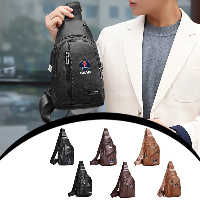 

Car Men's Chest Bag Casual Sports Backpack Shoulder Storage Accessories For SAAB 9-3 9-5 93 9000 900 9-7 600 99 9-X 97X Turbo
