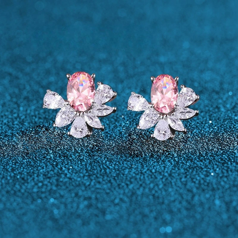 

Design PT950 Platinum Artificially Cultivated Gemstone Red, Pink, Green, Blue Earrings for Women's Niche and Versatile Jewelry