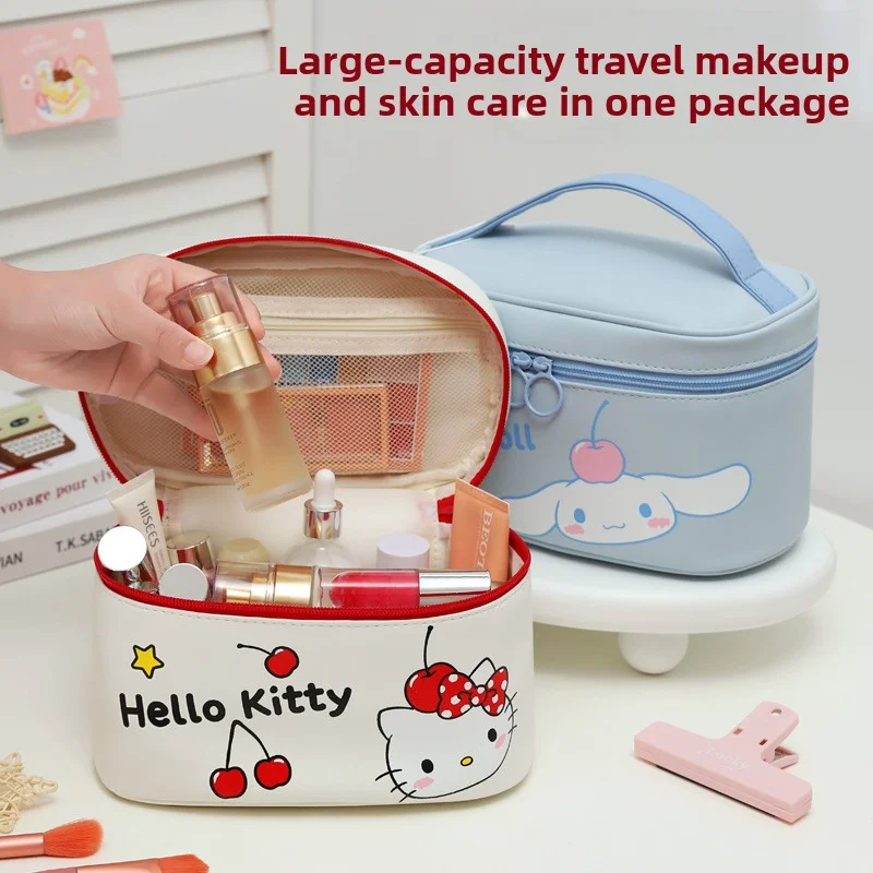 Große Cartoon-Kosmetiktasche mit niedlichem Design, Reise-Kosmetik-Aufbewahrungstasche, Sanrio Original Hello Kitty KT Make-up-Tasche – Detail 7