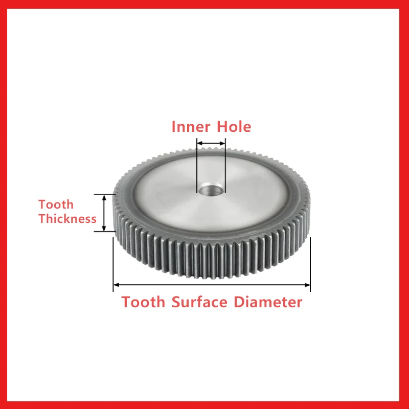 45# Steel Module 2 Flat Gear 46 Teeth To 56 Teeth Customizable With Process Hole 14mm/16mm/18mm Industrial Transmission Parts