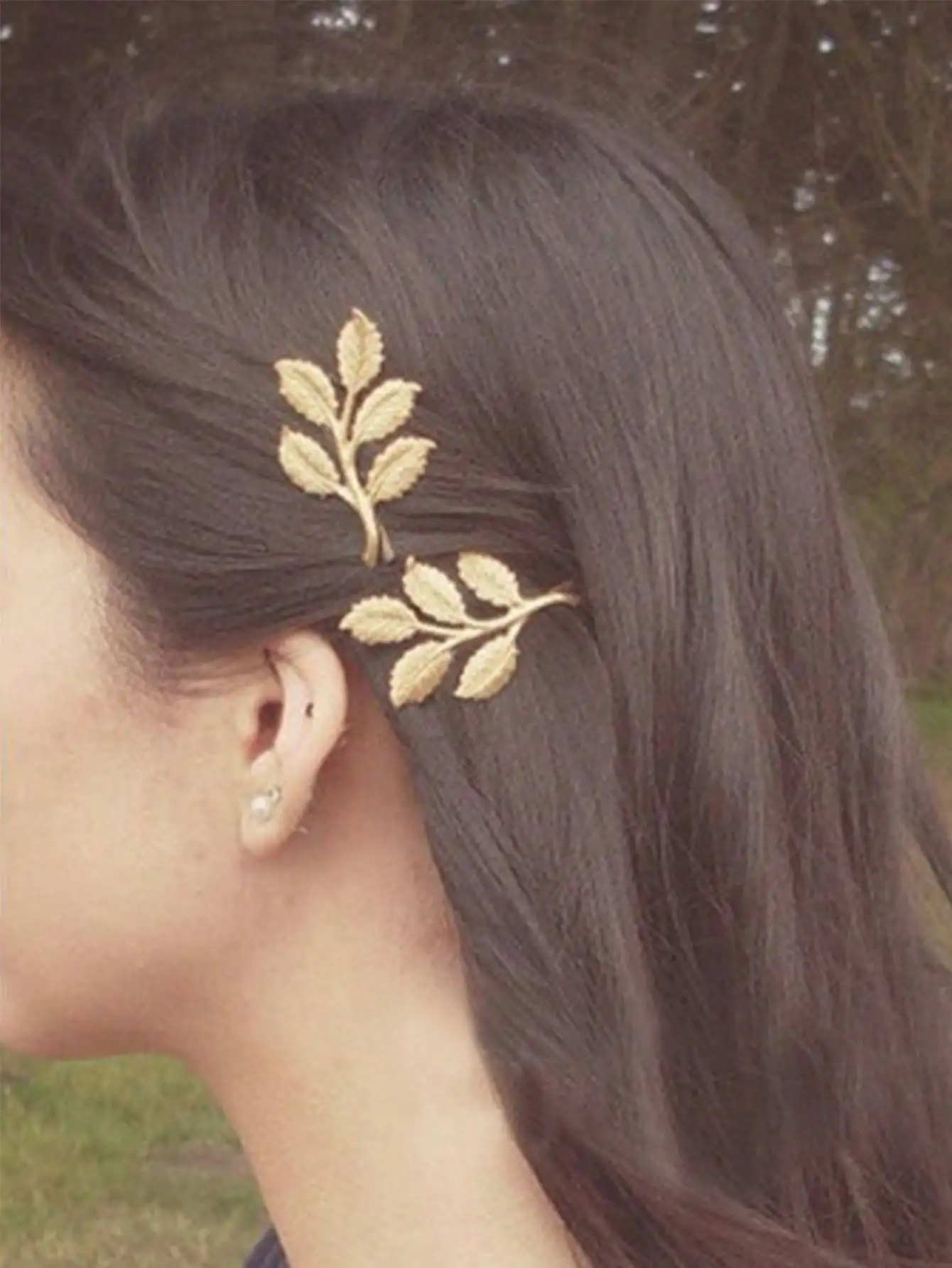 

2 Pcs Simple And Fresh Forest Style Sweet Tree Branch Hair Clips With A Straight Clip And Edge Clip, Suitable For Daily Wear