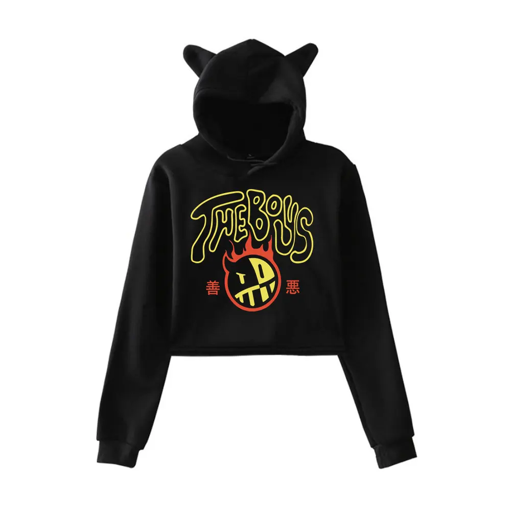 JoshDub The Boys Good vs Evil Merch Streetwear logo Pullover Hoodie Merch Hoodies Sweatshirts for Girls Cat Ear Crop