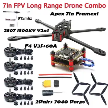 에이펙스 탄소 섬유 프레임 2807 브러시리스 모터, FPV 7 인치 장거리 드론용 프로펠러 콤보, 7 인치 315mm, 1300KV F4 V3S FC 60A ESC