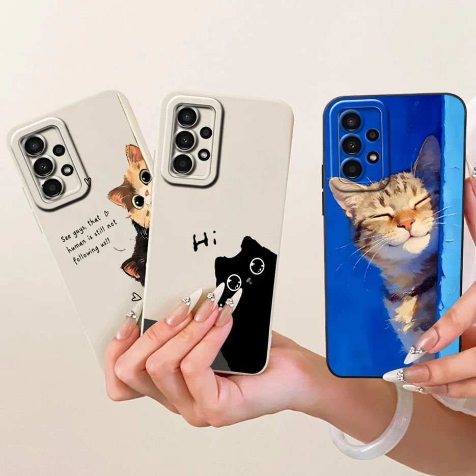 For Samsung Galaxy A13 4G Case SM-A135F Cute Cat Fashion Cartoon Cover Soft TPU Phone Cases For Samsung A13 A 13 5G A136B Fundas