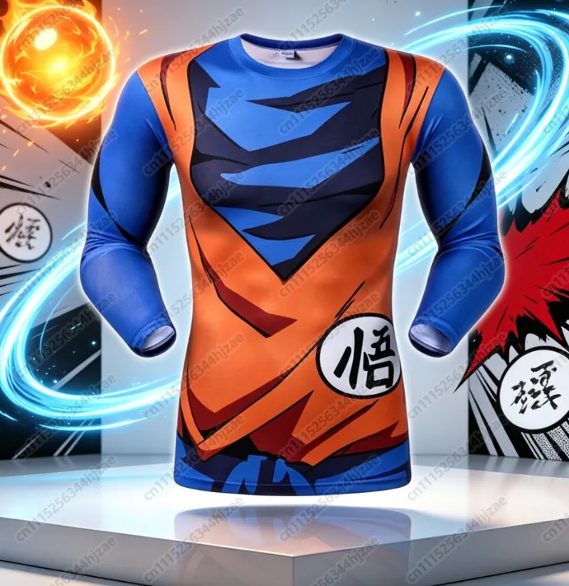 Dragon Ball Anime 3D Print Long-Sleeve Compression Shirts Multiple Characters & Armor Element Design Stylish Tees FamilyMatching