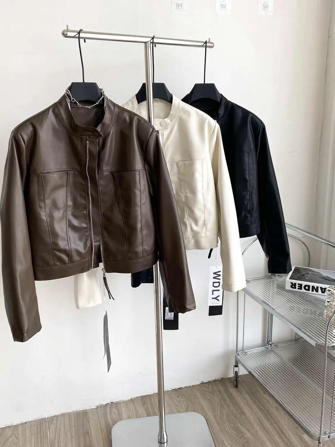 여성용 브라운 가죽 PU 재킷 코트 빈티지 머스탱 재킷 90년대 패션 의상 한국 오토바이 겉옷 겨울옷 2025