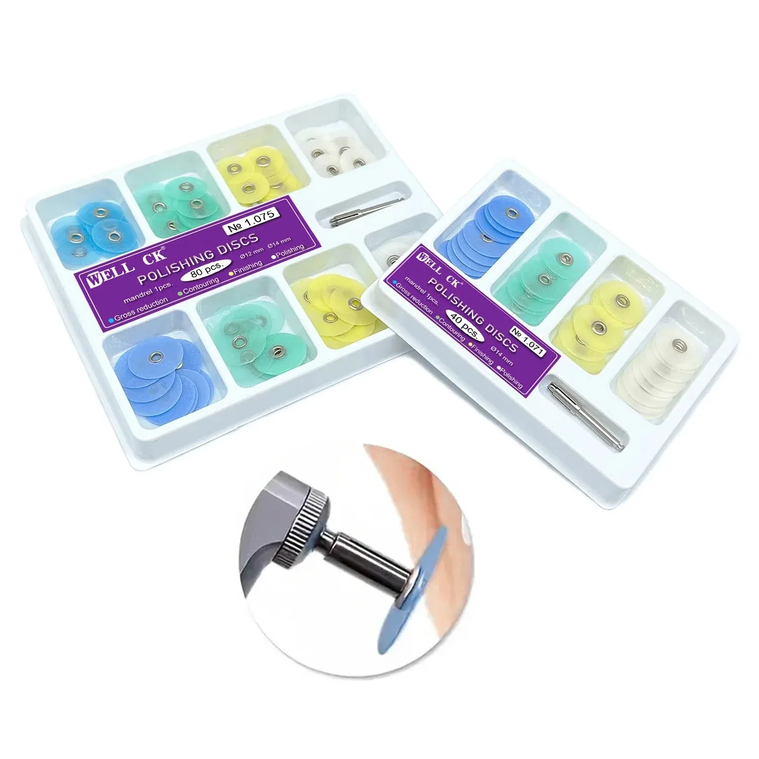 

WellCK 40pcs Or 80pcs/Box Dental Polishing Discs Gross Reduction Contouring Mandrel Stripes Set Dental Supplies Polishing Kit