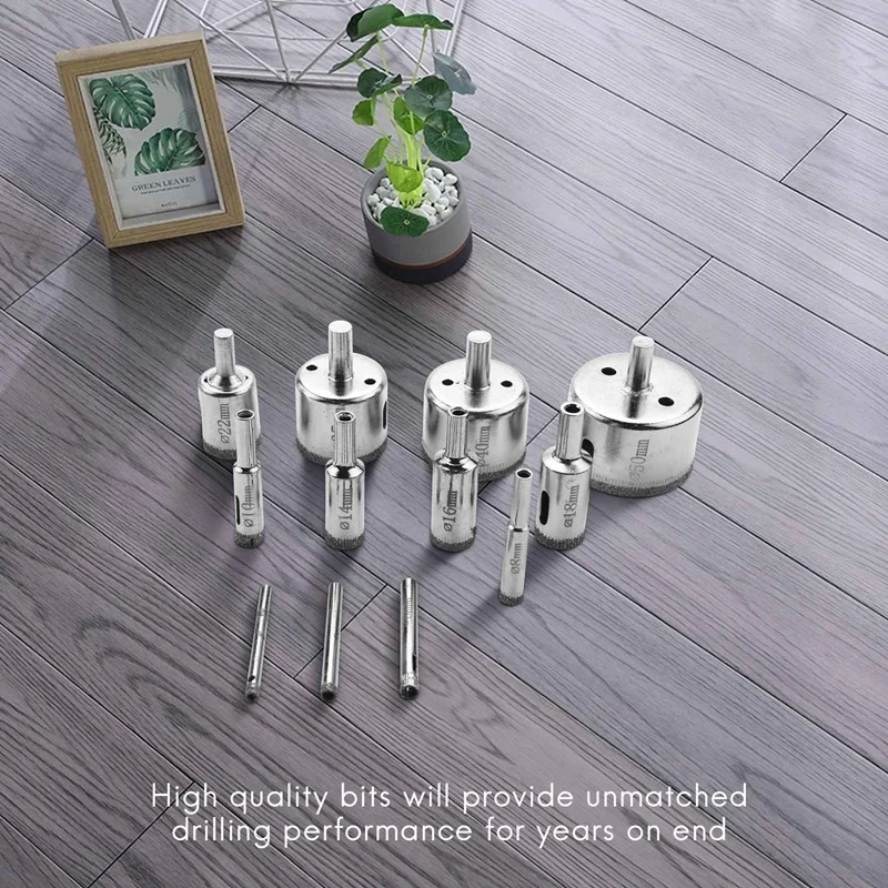 ABUL-12Pcs Diamond Drill Bits Glass Tile Hole Saw Bits Set, Hollow Core Drill Bits, Extractor Remover Hole Saws For Glass, Ceram