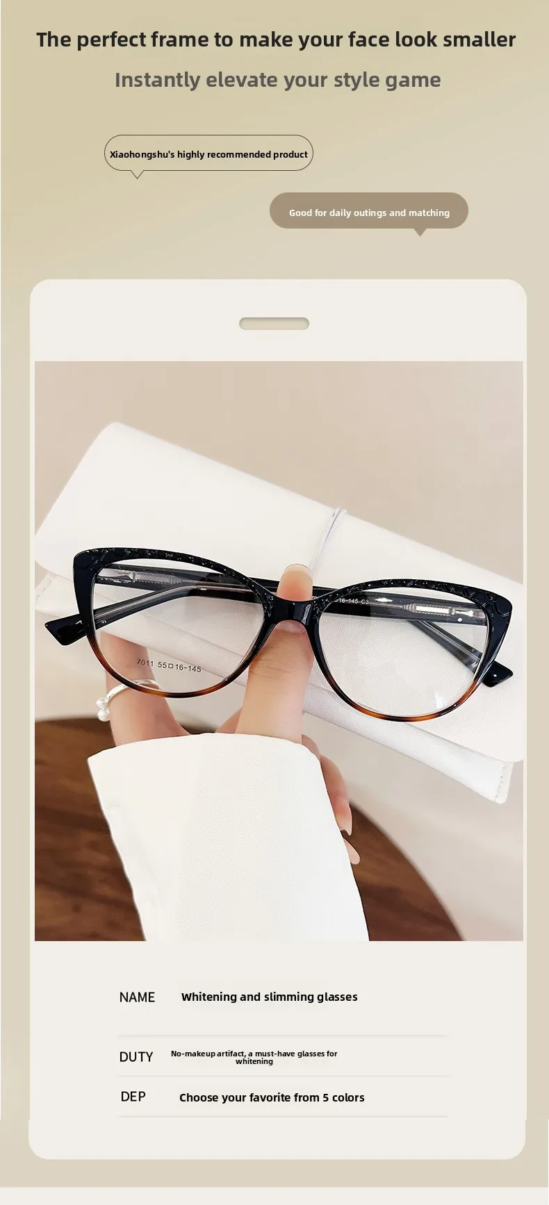 نظارات OLLYMURS بسيطة وأنيقة على شكل عين القطة مضادة للضوء الأزرق للنساء نظارات طبية مخصصة نظارات بصرية تقدمية #6