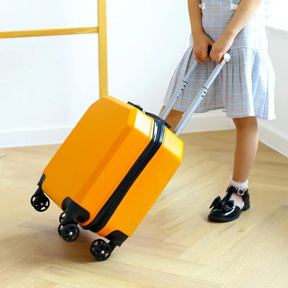 Valise de Voyage Multifonction avec Verrouillage par Mot de Passe pour Enfant, Valise Carrée Solide à Roulettes ABS de 18 Pouces