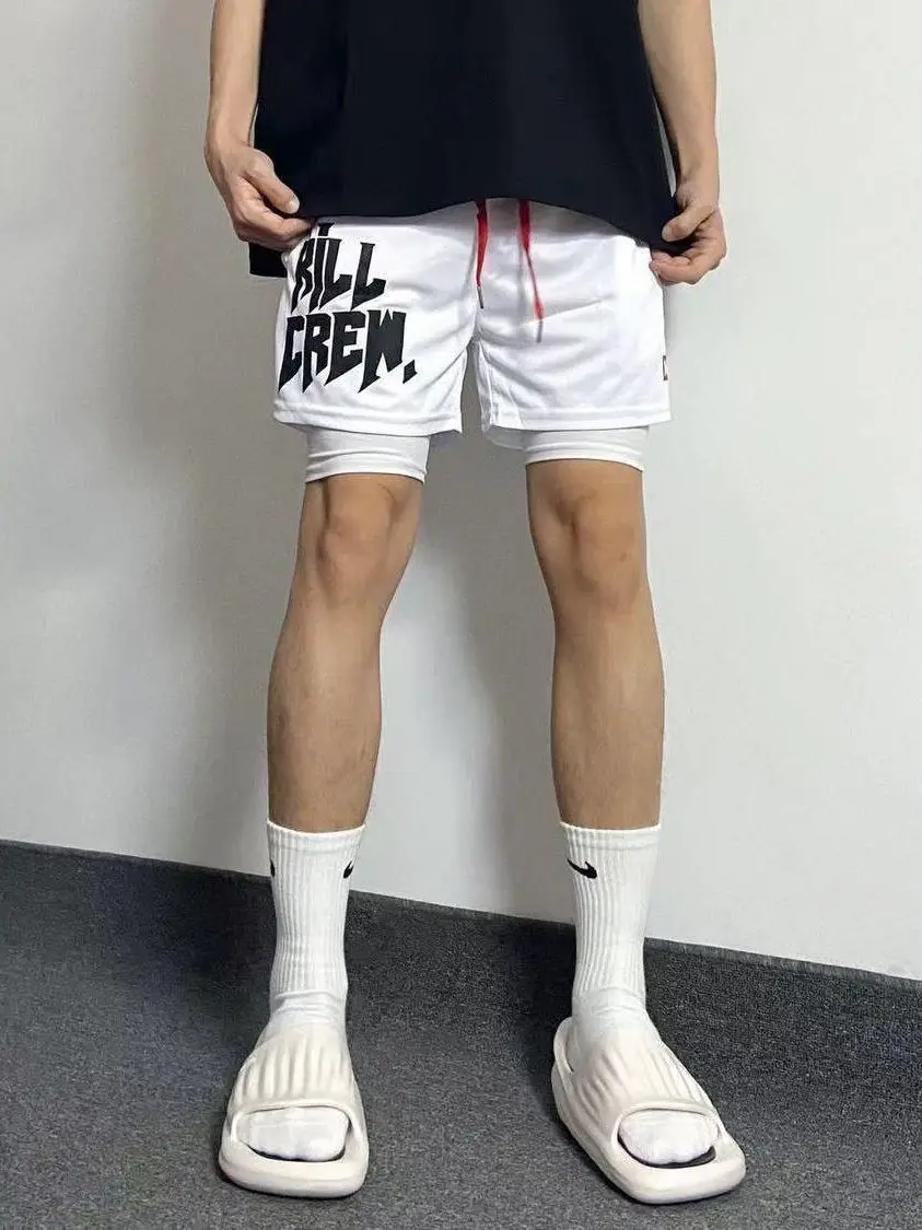 

American Casual Baskeall orts Men's Fitn Training Qui Dry Tight Pants Knee-Length Spor Straight Leg Breathable