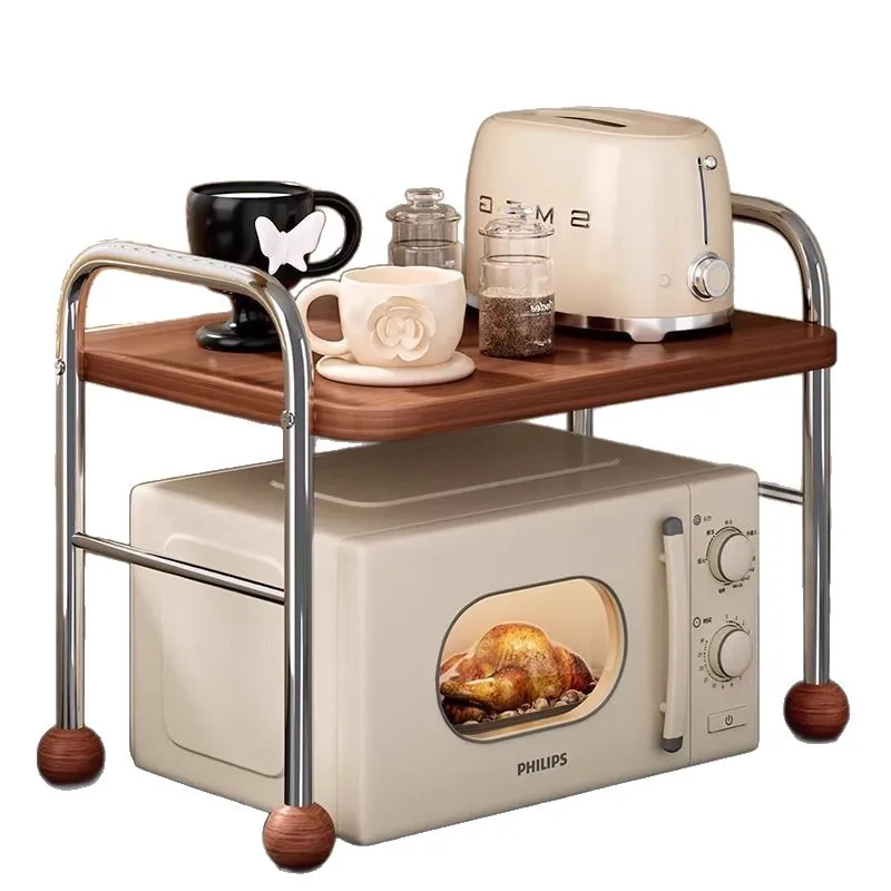 Retro microwave oven rack, multi-functional countertop finishing and placing rack