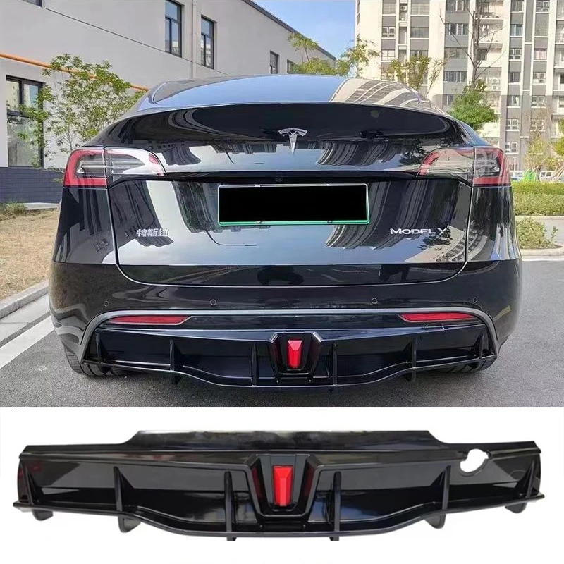 

For Tesla Model 3/Model Y Sedan 2016-2023 Rear Bumper Diffuser Lip with Boot Skirt Cover Splitter Gloss Black Plate Body Kit