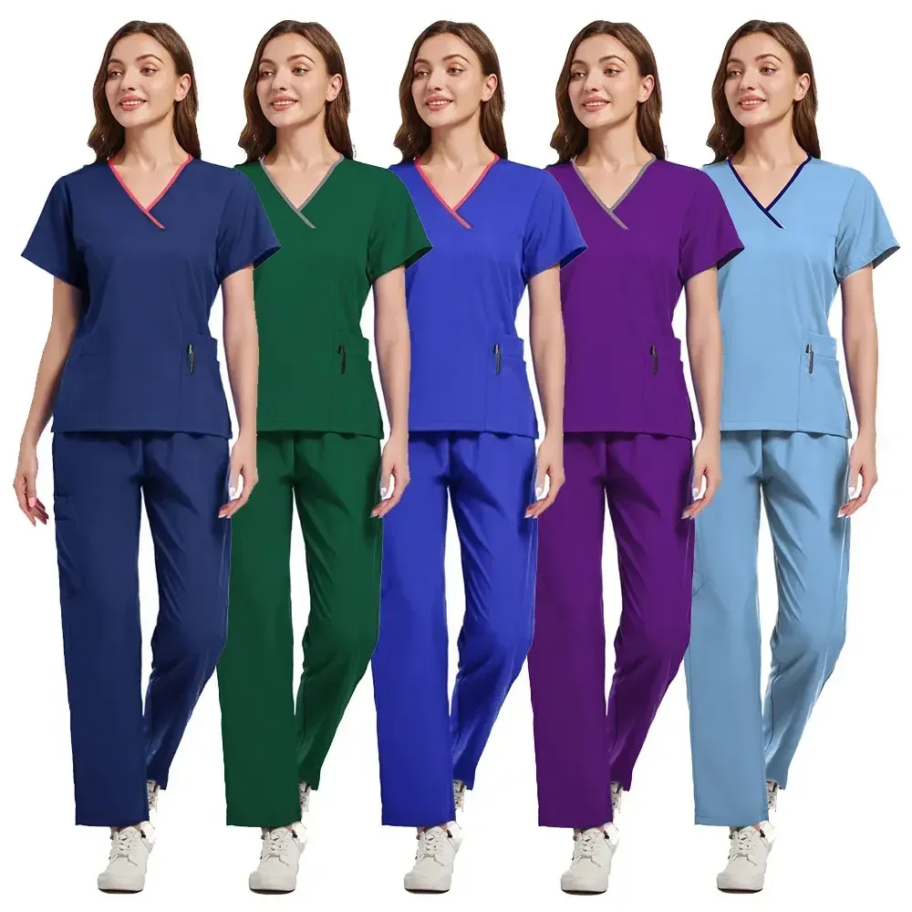 

Quick-Dry Stretch Fabric Medical Uniform Women Scrub Nursing Set Doctor Nurse Outfit Pediatric Surgery Uniform Nurse Accessories