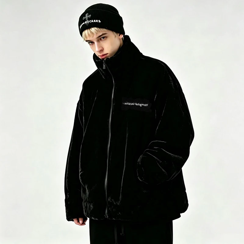 HISTREX Men Rabbit Fur Jacket Parkas,Hip Hop Fluffy Coat,Winter Fleece Overcoat,Outerwear Streetwear,Korean Women Y2k Clothing