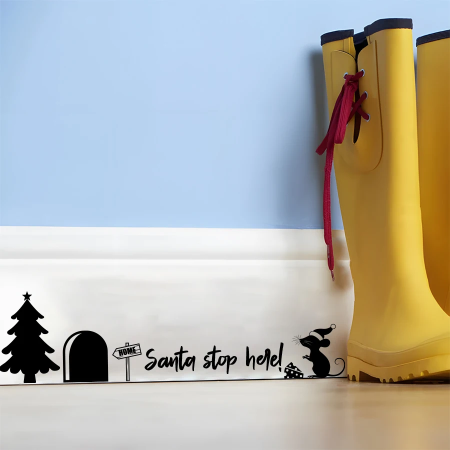 Black White Christmas Wall Sticker Removable PVC For Bedroom Living Room Entrance Hall Home Decoration Wall Decal