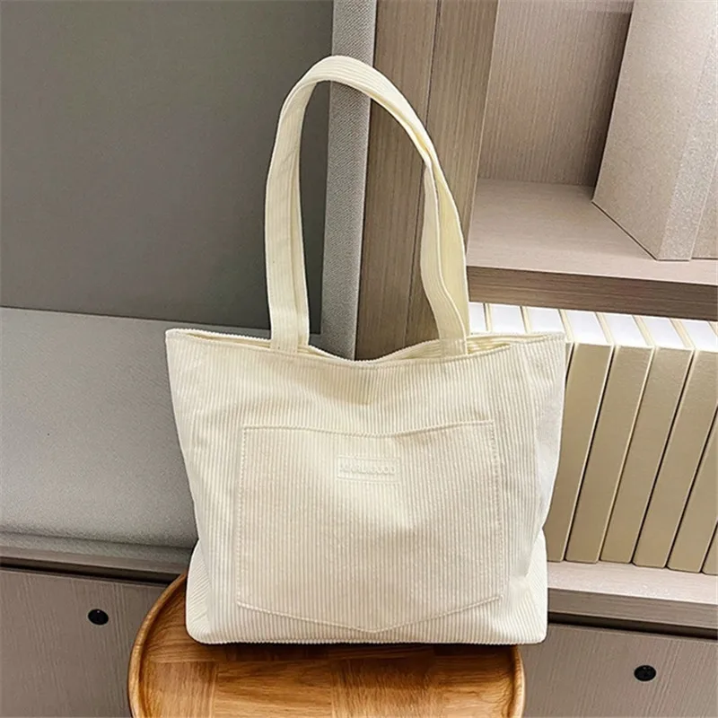 Damen-Cord-Tragetasche, Lässige Große Mode-Unterarmtasche für Ausgehzwecke, Minimalistische Handtaschen Schultertasche – Detail 28