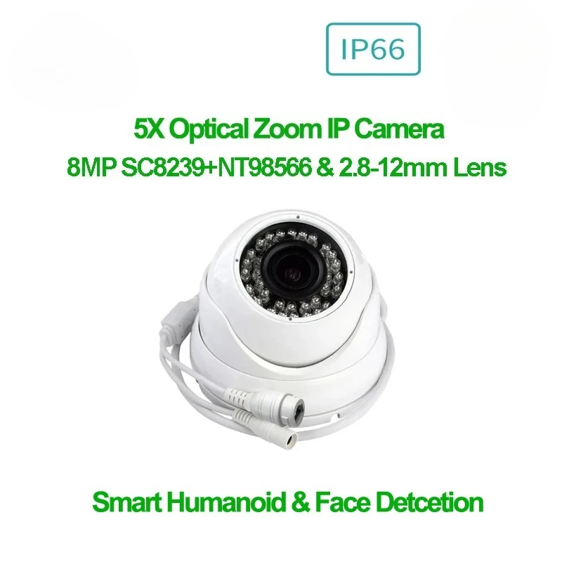 

8MP 4K Icsee Webcam 5X Optical Zoom 2.8-12mm Varifocal Lens Outdoor Dome Camera Onvif Motion Detection Surveillance