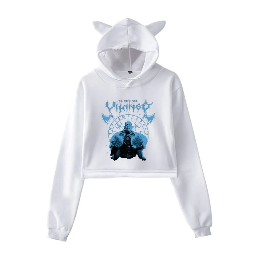 El Hijo Del Vikingo Merch Vintage 90s ملابس الشارع الشهير شعار هوديي هوديس بلوزات للفتيات القط الأذن المحاصيل موضة الرياضة البلوز