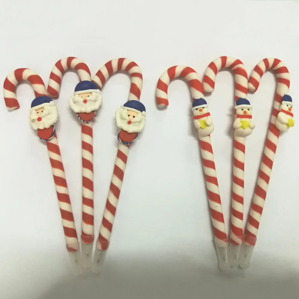 

6 шт., рождественская шариковая ручка из мягкой глины, Санта-Снеговик, Лось, дизайн, гладкое письмо, детские школьные принадлежности, шариковая ручка в рождественском стиле