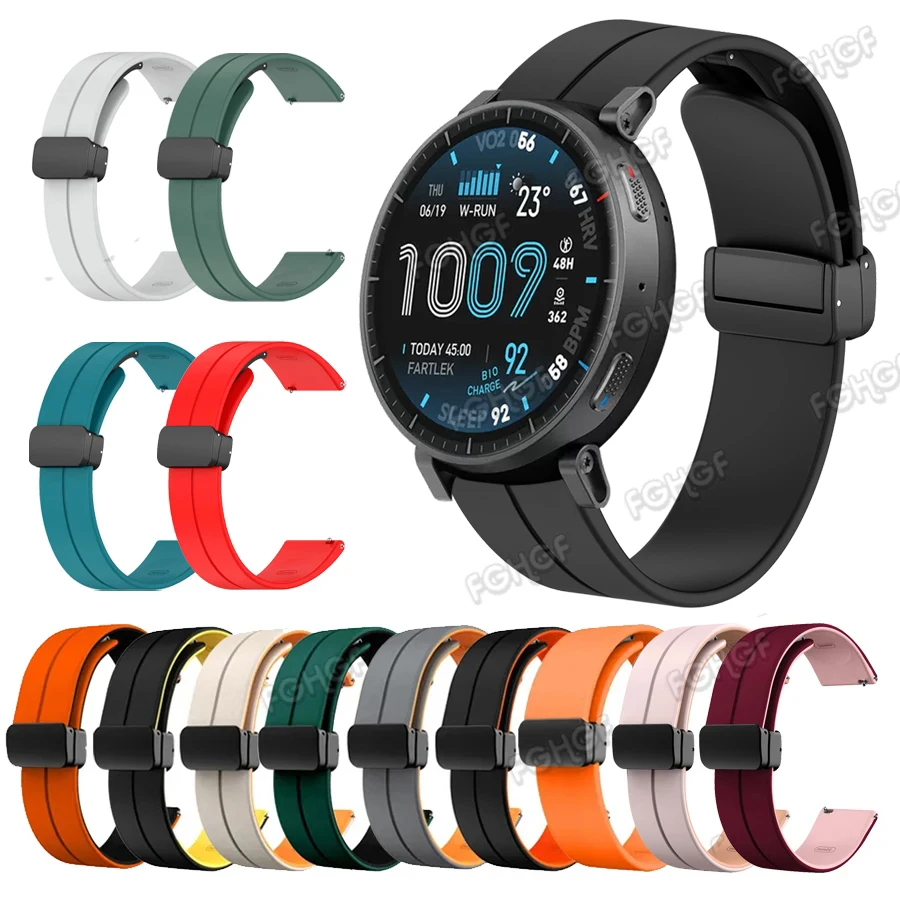 Bracelet en Silicone pour montre Amazft Active MAX, boucle magnétique, pour Huami Amazfit Bip 6 5 UNITY Balance 2