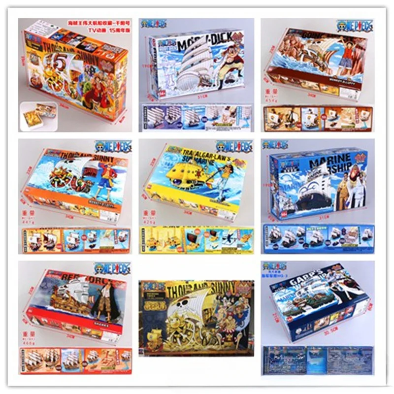 

18cm Anime One Piece Figure Thousand Sunny Going Merry Boat Pirate Ship Fiugrine Toys Action Figures Shanks Assembly Model Toys