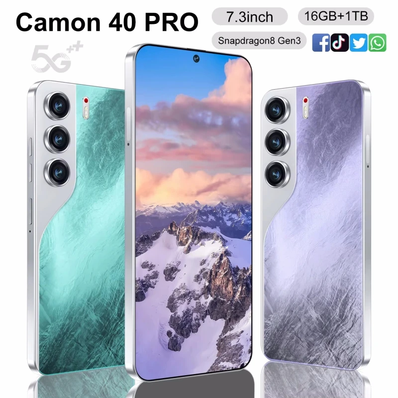 يتميز الهاتف الذكي Camon 40 Pro Android 14 الجديد بشاشة كبيرة مقاس 7.3 بوصة ومتوافقة مع هاتف محمول عالميًا
