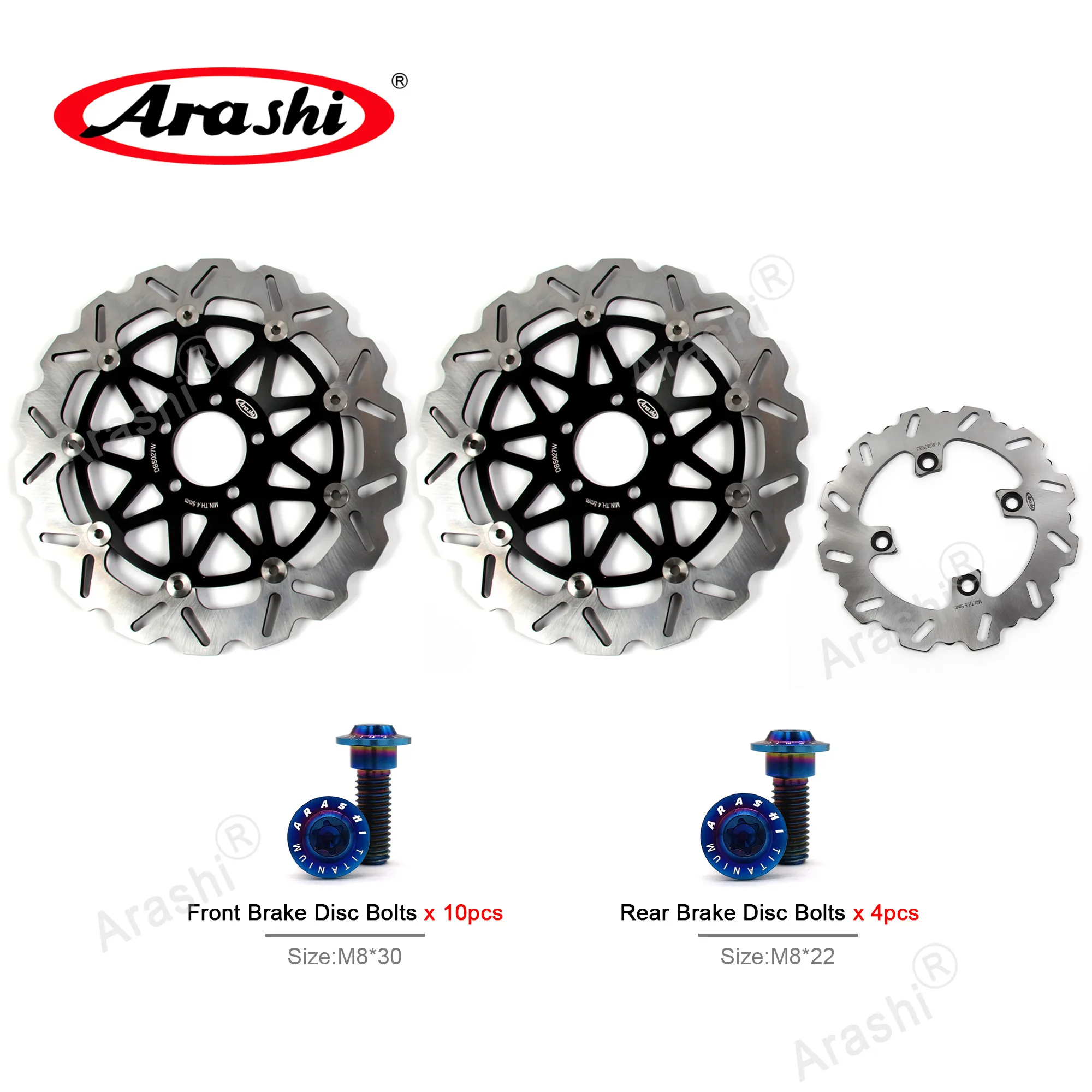 

Arashi CNC Full Floating Front Rear Brake Disc Rotors For KAWASAKI ZX12R NINJA ZX 12R ZX-12R 2000 2001 2002 2003 Mounting Bolt