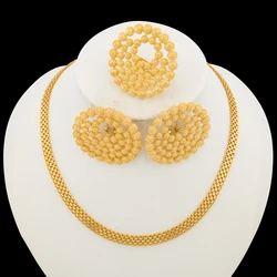 Necklace Earrings Ring Jewelry Set for Women Gold Plated Clip Earrings and Finger Ring 2Pcs Set for Engagement Daily Wear Gifts