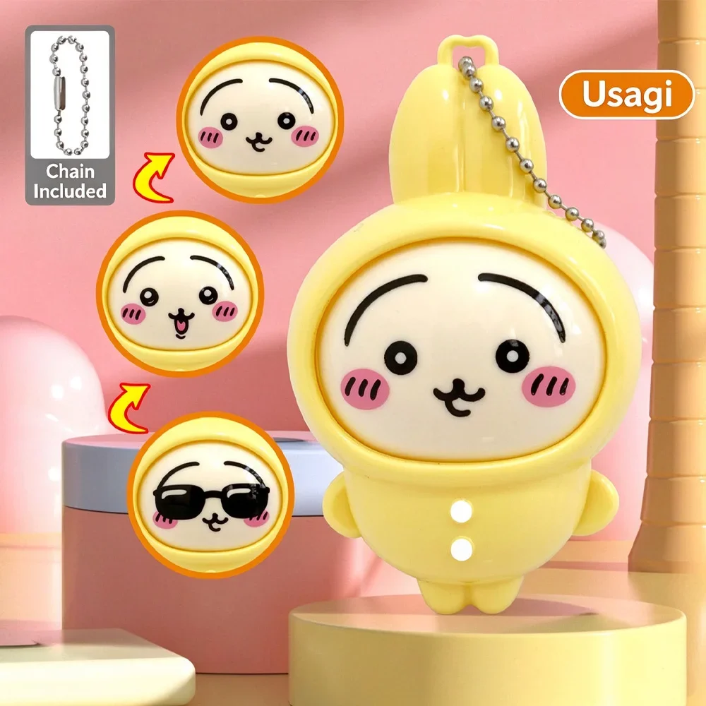 Anime Chiikawasss Interactive Face Changing Toy Mini Desktop Figurine Stylish Keychain Collectible Toy Keyring Birthday Gifts