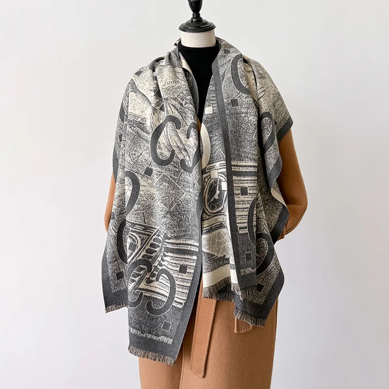 Autumn and winter 2024 retro style new scarf outerwear women\'s imitation cashmere feel thickened Paisley muffler shawl