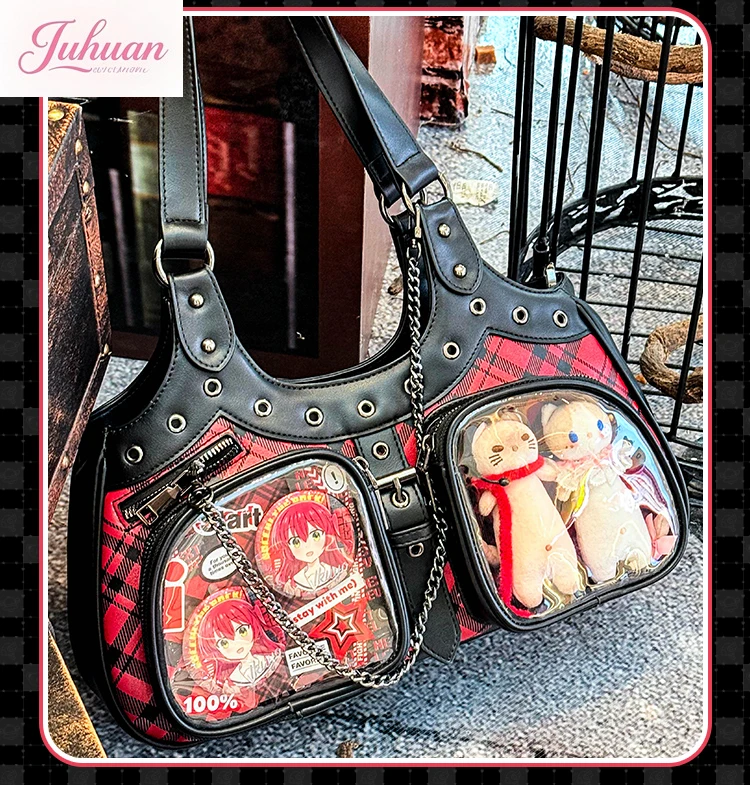 

Original Red and Black Plaid Lta Bag Sweet Cool Wind Girl Two-dimensional Portable Shoulder Bag Small Food Baby Bags for Women