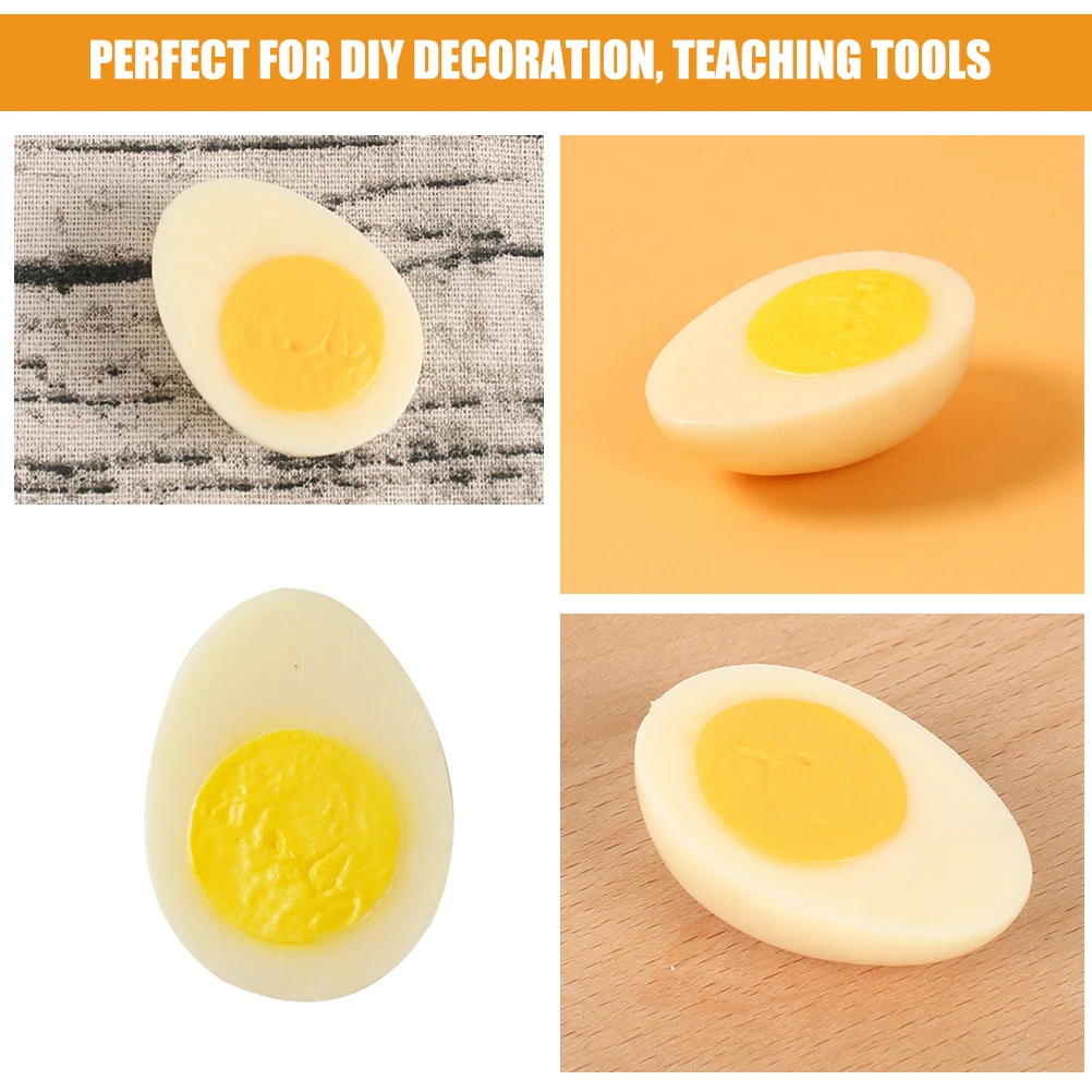 4pcs Simulated Boiled Eggs PVC Fake Food Models Props Faux Decoration Kitchen Gourmet Teaching Tools Photography