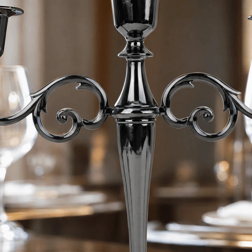 Metal Antique Metal Candle Holder 9.84x10.63in Black Dual-use Tabletop Candlestick Classic Indoor Ornament Hotel Indoor Layout