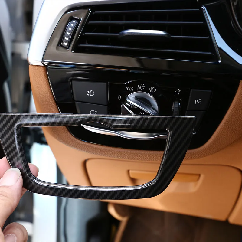 

ABS Carbon Fiber Headlight Switch Control Panel Frame Trim For BMW 5 Series G30 2018 2019 2020 2021 2022 Dashboard Side Cover