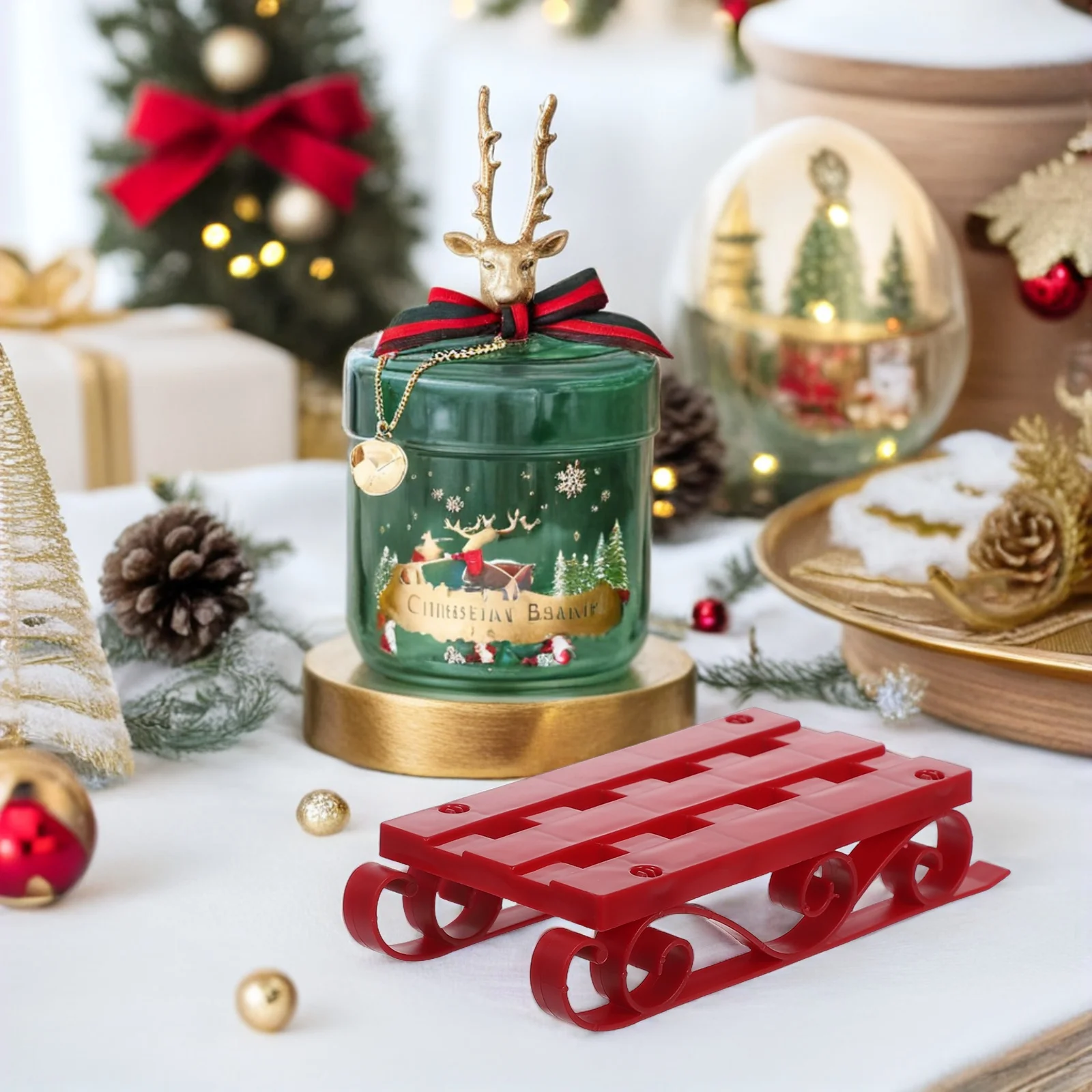 

Christmas Sleigh Decoration Decorations Desktop Rustic Holiday Sled Indoor Plastic Ornaments for Craft