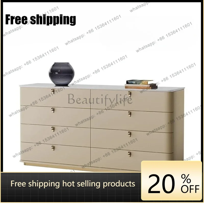 

Light Luxury Living Room Natural Marble Chest Cabinet, Italian Storage Cabinet, TV Cabinet And Locker Integrated