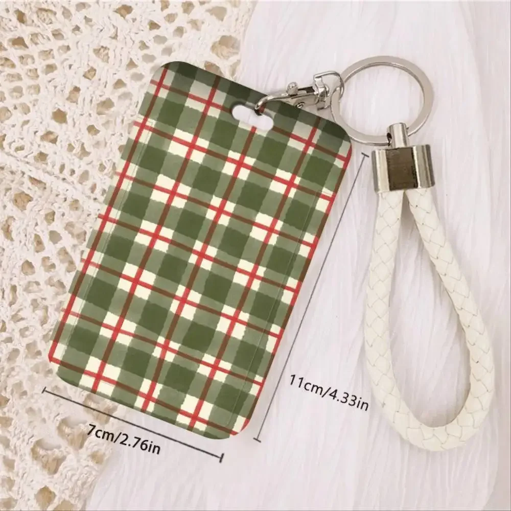 Green Red Tartan Plaid ID Card Holder Plastic Card Case For Doctor Nurse Bank Credit Card Multi Slot Compact Stylishory