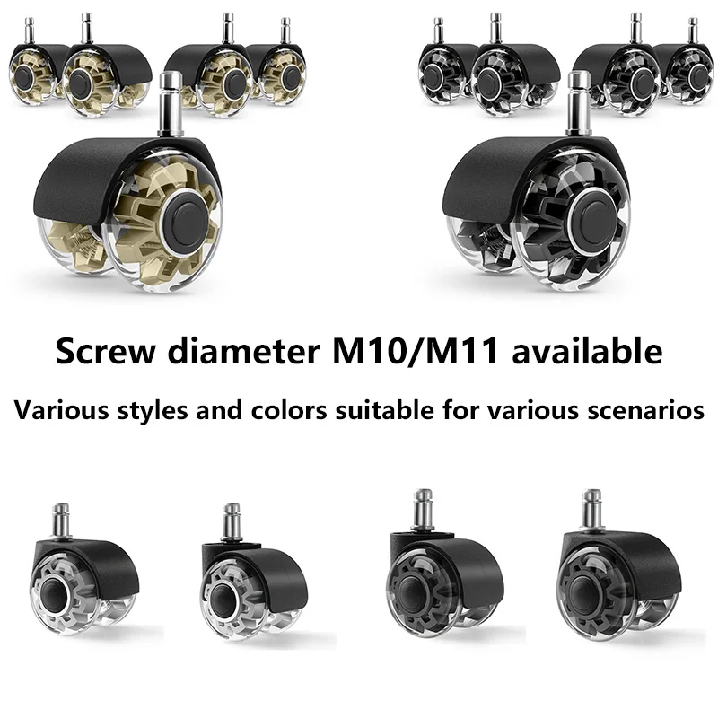 

5Pc - Office Chair Wheels Replacement 2 Inch M10/M11 Heavy Duty Caster Wheels Quick & Quiet Rolling Chair Casters Universal Fit