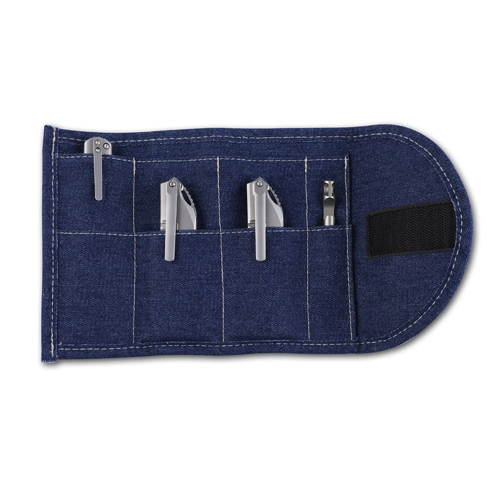 Kizer Denim R D001 Roll for EDC Knife Denim Folding EDC Knife Bag with 8 Slots New Blue Tools Knives Roll