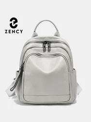 Zency 100% Genuine Leather Stylish Backpack For Women Large Capacity Travel Rucksack Natural Knapsack For Lady Satchel SchoolBag