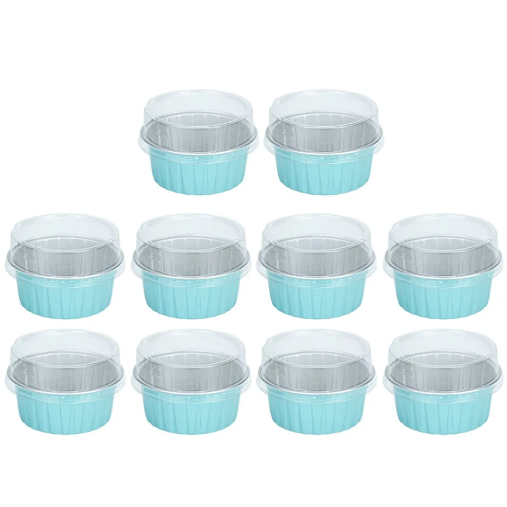 10pcs Gifts Reusable Aluminum Foil Tin Cup Small Baking Cake Tool Tinfoil Box Round Pudding Cake Mold